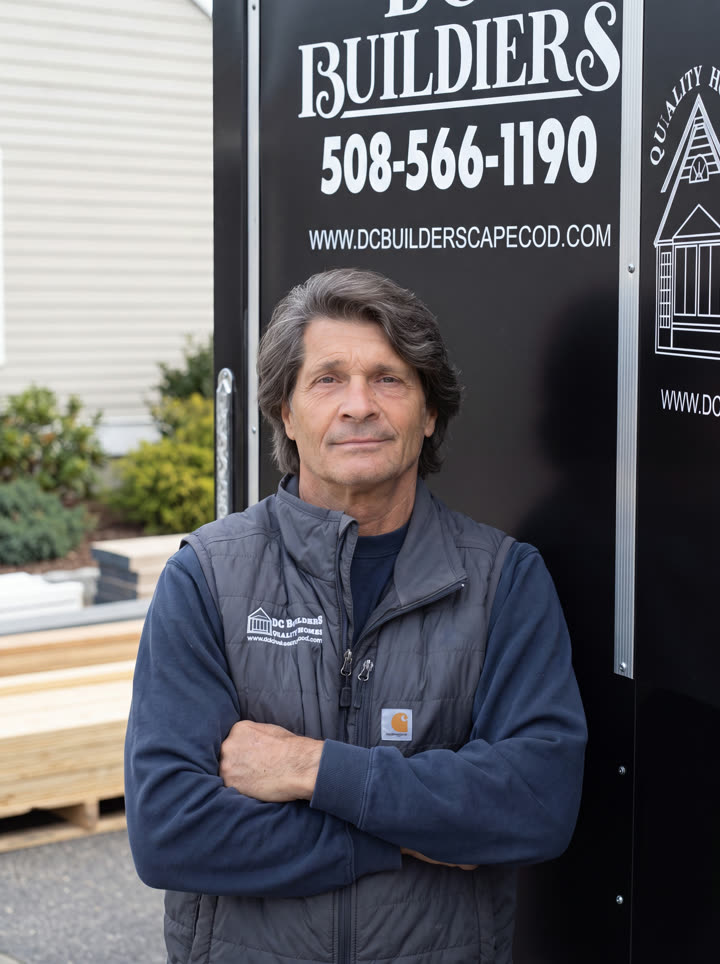Dave Cleary, owner of DC Builders, at the company trailer